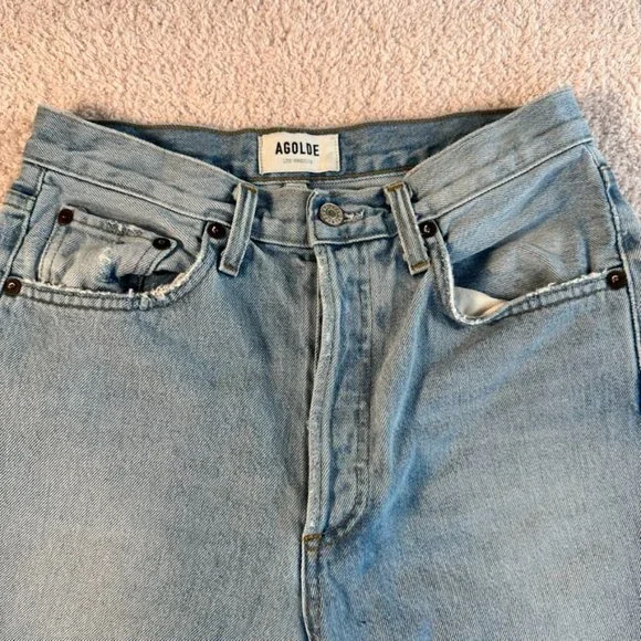 Agolde Jeans Womens Size 26 (26 x 26) Riley High Rise Straight Crop Light Denim - Picture 3 of 11
